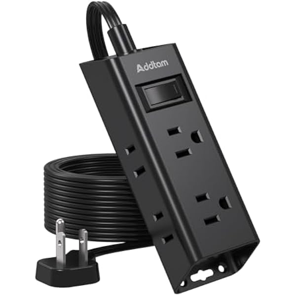 Cruise Ship Essentials, Flat Plug Power Strip, Addtam 3FT Ultra Flat Extension Cord with 6 Outlets Extender, No Surge Protector for Cruise Ship, Travel, Dorm, Home Office, Black