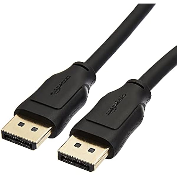 Amazon Basics DisplayPort 1.4 Cable, 32.4Gbps High-Speed, 8K@60Hz, 4K@120Hz, Dynamic HDR and 3D, Gold-Plated Plugs, 3 Foot, Black