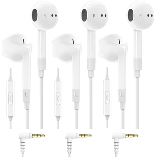 LUDOS FEROX 3 Pack Wired Earbuds in-Ear Headphones, 5 Year Warranty, Earphones with Microphone, Noise Isolation for 3.5mm Jack Ear Buds for iPhone, Samsung, Computer, Laptop, Kids, School Students