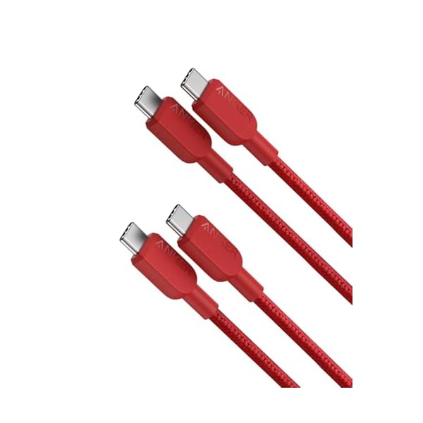 Anker USB C to USB C Cable,Type-C Fast Charging Cord (3FT,2Pack) for iPhone 17/16 Series,iPad Air 4,MacBook Pro 2022 and More (Red)
