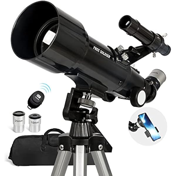 Telescope for Adults Astronomy, 70mm Aperture 400mm Focal Length Portable Astronomical Telescope for Beginners Age Over 8 Years Old with Wireless Remote Carry Bag Tripod, Black