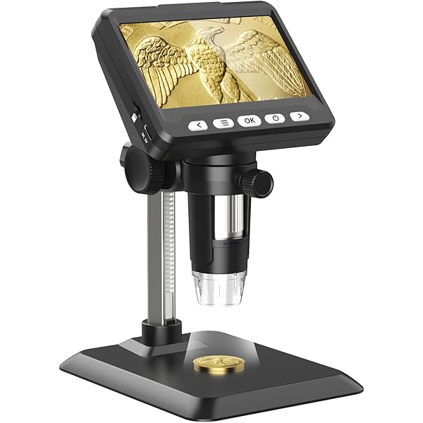 Microscope, 1000x Coin Magnifier, 1080P Coin Microscope with Lights, LCD Digital Magnifying Glass, Photo and Video Capability, Support PC View Windows and MacOS, Ideal for Coin and Jewelry Collectors