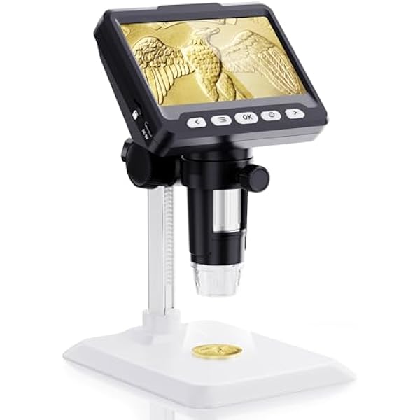 Coin Microscope, LCD Digital1000x, 1080P Coin Magnifier,Microscope for Adult with 8 Adjustable LED Lights, PC View, Compatible with MacOS Windows