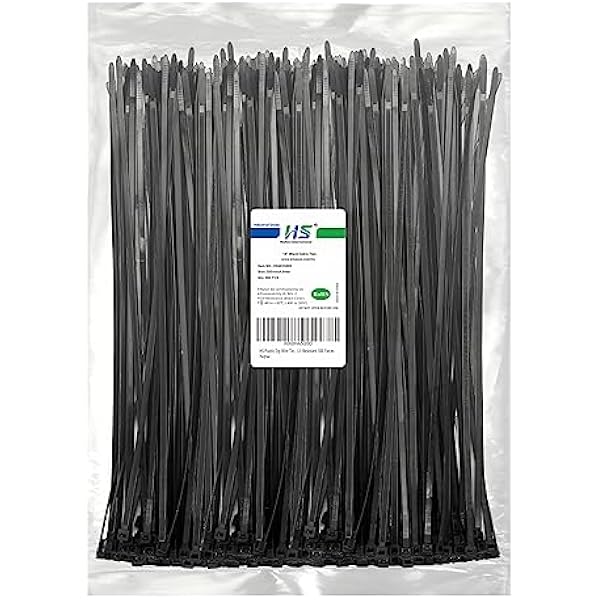 HS Plastic Zip Wire Ties Black Nylon Cable Zip Ties for Fencing Travel Outdoor Purpose, Cable Ties 14 Inch 50 LBS UV Resistant 500 Pieces