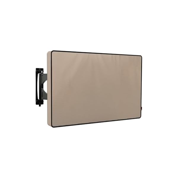 iBirdie Outdoor TV Cover 55 to 58 inch Weatherproof, Cover Size 55" L x 35" H, Waterproof for Outside Flat Screen 55 to 58 inch TV, Light Brown, 600D Thick Fabric Screen Protector with Bottom