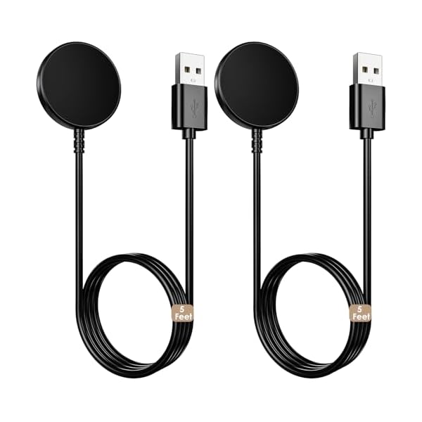 2 Pack for Samsung Galaxy Watch Charger Compatible with Watch Ultra/7/6/6 Classic/5/5 Pro/4/4 Classic/3/Active/FE USB Magnetic Fast Charging 5FT