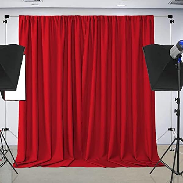 Joydeco Christmas Red Backdrop Curtain for Parties, Photography Backdrop Drapes for Wedding Background Decorations, Wrinkle Free 5ft x 10ft Set of 2 Panels Curtains with Rod Pockets