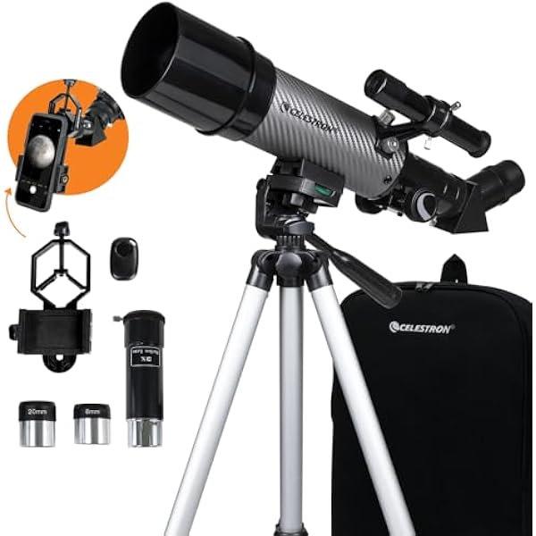 Celestron Travel Scope 60DX Portable Refractor Telescope – 60mm Aperture, Fully-Coated Glass Optics – Includes Bonus Phone Adapter, Backpack & More – Ideal for Beginners & Travel