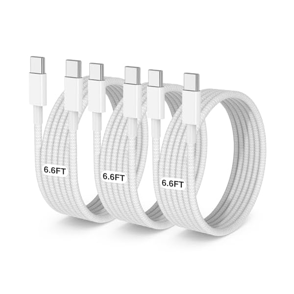 3-Pack Grey 6.6FT 60W USB C to USB C Cable, Type C Fast Charging Cable for iPhone Air 17 16e 16 15 Pro Plus Pro Max，for Galaxy S25/S24, for iPad Pro/Air/mini, for MacBook Pro/Air and More