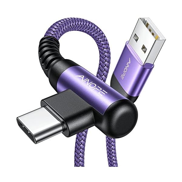 AINOPE USB C Charger Cable, 3.1A Type C Charger Cable Fast Charging, [2 Pack, 2M] Right Angle USB c Fast Charger Cable Compatible with Samsung Charger Type c, Huawei, Google Pixel, Sony Xperia, LG