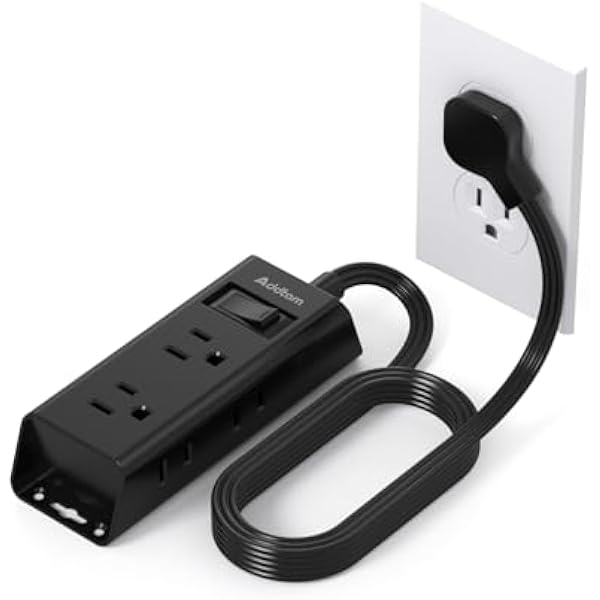 Cruise Essentials, Addtam 6 ft Ultra Flat Extension Cord with 6 Outlets Extender, Flat Plug Power Strip, No Surge Protector for Cruise Ship, Travel, Dorm, Home Office, Black