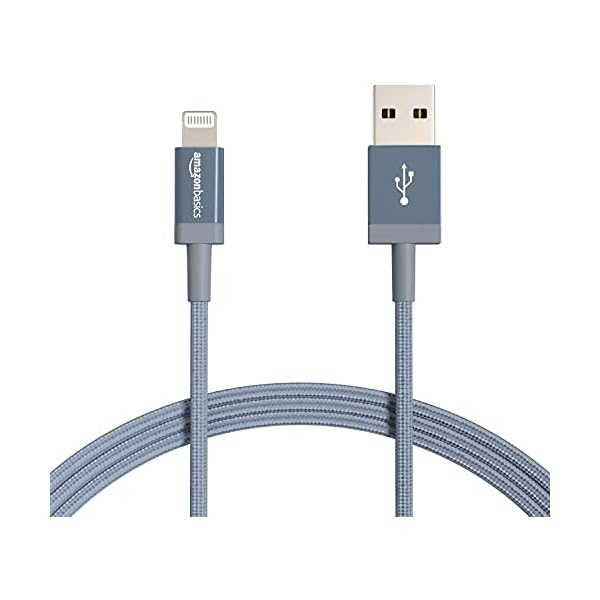 Amazon Basics Durable 2-Pack USB-A to Lightning Charger Cable, Nylon Braided Cord, MFi Certified Charger for Apple iPhone 14 13 12 11 X Xs Pro, Pro Max, Plus, iPad, 6 Foot, Dark Gray