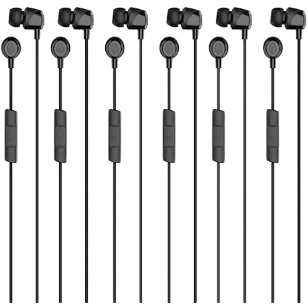 Skullcandy Jib Wired Earbuds with 3.5mm Plug, Noise Isolating Fit, Built-in Microphone Call and Track Control, Convenient for Travel (6 Pack) - Black
