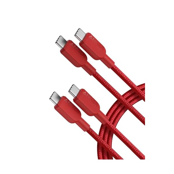 Anker USB C to USB C Cable,Type C Fast Charging Cord (6FT,2Pack) for iPhone 17/16 Series,iPad Air 4,MacBook Pro 2022 and More (Red)