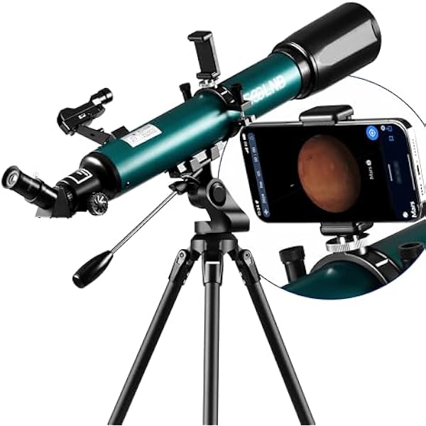 ESSLNB Telescope, 80mm Aperture 700mm Astronomy Telescopes for Adults Beginners, High Transmission Travel Professional Refractor Telescope with Stargazing APP Wireless Remote Phone Adapter (Green)