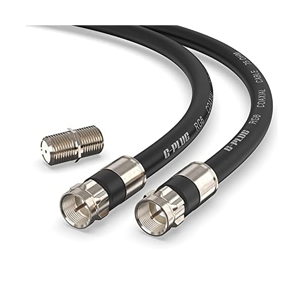 G-PLUG 75FT RG6 Coaxial Cable Connectors Set - High-Speed Internet, Broadband and Digital TV Aerial, Satellite Sky Cable Extension- Weather-Sealed Double Rubber O-Ring and Compression Connectors Black