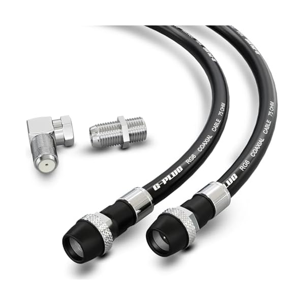 G-PLUG RG6 Coaxial Cable 75FT – Quad Shielded, Waterproof, 75 Ohm with F-Type Connectors, High-Performance for HDTV, Satellite, Internet, Indoor/Outdoor Use