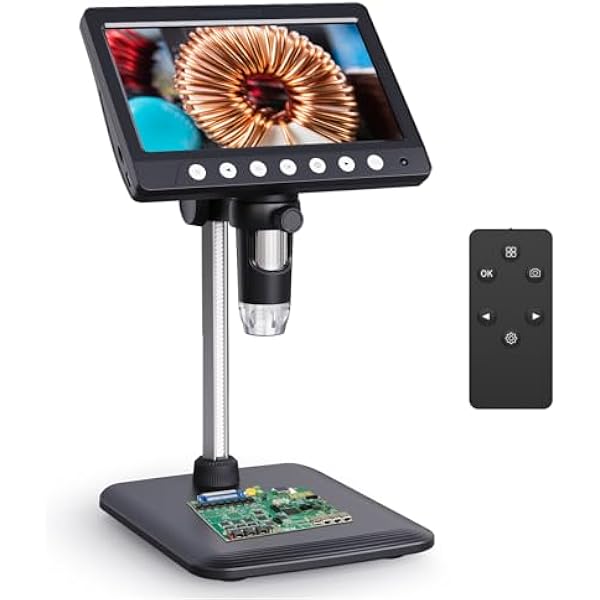 Microscope-LCD Digital Coin Microscope 500x, Coin Magnifier with 8 Adjustable LED Lights, PC View Compatible with Windows/MacBook,7 Inch