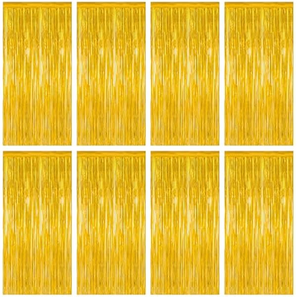 8 Pack 2025 Graduation Party Decorations, 3.28 FT x 7.05 FT Gold Backdrop, Metallic Graduation Photo Backdrop Grad Foil Curtains Party Streamer, Class of 2025 Decorations Grad Decor