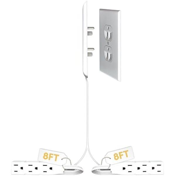 Sleek Socket Original & Patented Ultra-Thin Outlet Concealer With Cord Kit, Flat Extension With Multi Outlets Power Strip, Ideal for Home Improvement, Hide Bulky and Messy Cords