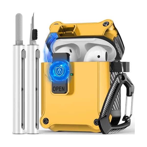 Compatible with AirPods 2nd/1st Case,Magnetic Automatic Lock with Cleaning Kit,Compatible with Magsafe Cover -Yellow