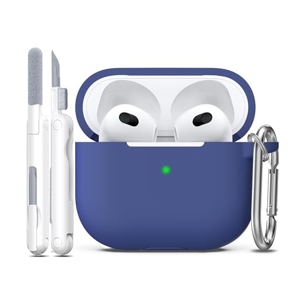 R-fun Compatible with AirPods 3 Case Cover, Silicone Protective Accessories Skin with Keychain Compatible with Apple AirPod 3rd Generation 2021 for Women Men Girls Boys,Front LED Visible,Royal Blue