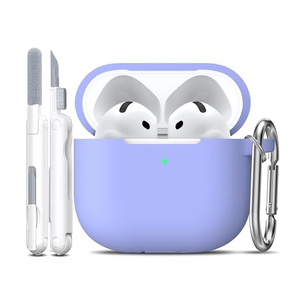 R-fun AirPods 4 Case with Cleaner Kit, Full Protective Soft Silicone Cover, Compatible with Apple AirPods 4th Gen 2024, Lilac