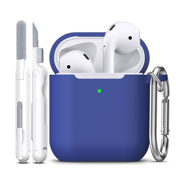 R-fun Compatible with AirPods Case Cover, Soft Silicone Protective Cover with Keychain for Women Men Compatible with Apple AirPods 2nd 1st Generation Charging Case, Front LED Visible,Royal Blue