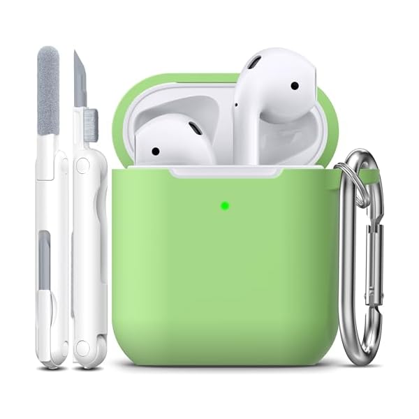 R-fun Compatible with AirPods Case Cover, Soft Silicone Protective Cover with Keychain for Women Men Compatible with Apple AirPods 2nd 1st Generation Charging Case, Front LED Visible,Avocado