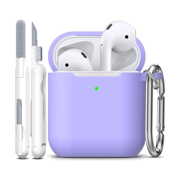 R-fun Compatible with AirPods Case Cover, Soft Silicone Protective Cover with Keychain for Women Men Compatible with Apple AirPods 2nd 1st Generation Charging Case, Front LED Visible,Lilac