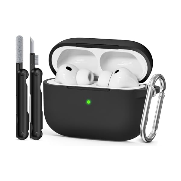 for AirPods Pro 3 Case 2025 Come with Cleaner Kit,Soft Silicone Protective Cover for Apple AirPods Pro 3rd Generation Cases with Keychain, AirPod Pro 3 Case for Women Men-Black