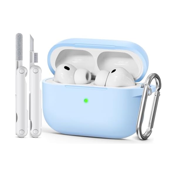 for AirPods Pro 3 Case 2025 Come with Cleaner Kit,Soft Silicone Protective Cover for Apple AirPods Pro 3rd Generation Cases with Keychain, AirPod Pro 3 Case for Women Men-Sky Blue
