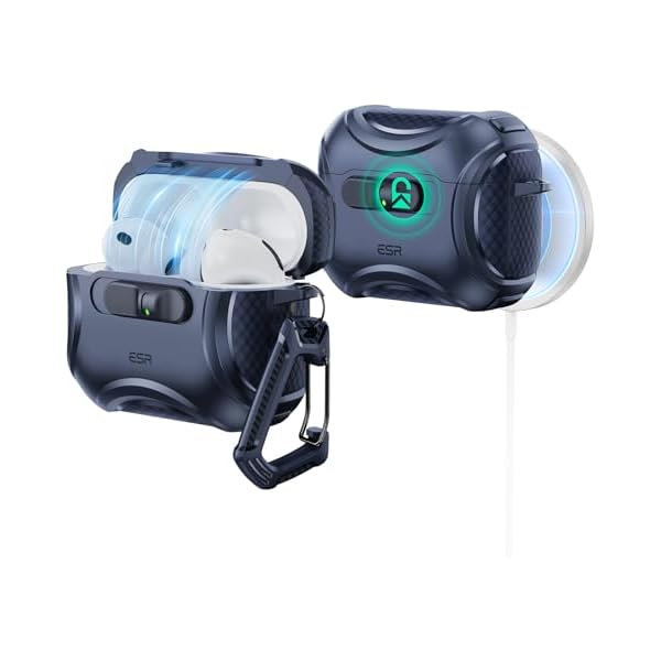 ESR for AirPods Pro 3 Case (2025), Compatible with Airpods Pro 3rd Generation Case (USB-C Cable), Effortless MagSafe, Drop-Proof Lock, Easy Open, Cyber Series, Blue