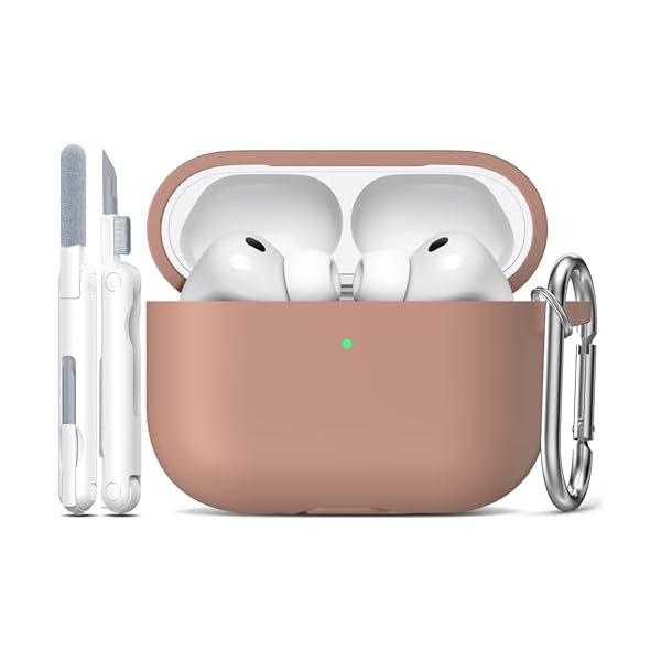 R-fun for AirPods Pro 3 Case (2025), Soft Silicone Protective Case Cover Compatible with Apple AirPods Pro 3rd Generation (USB-C Cable) for Women Men with Cleaning Kit and Keychain, Milk Tea
