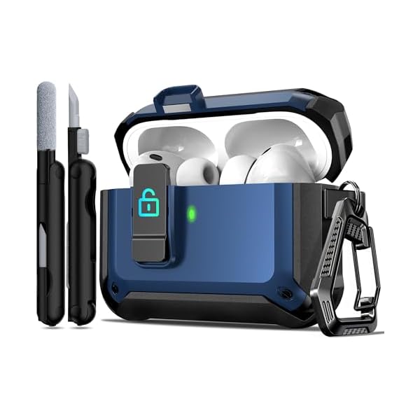R-fun for AirPods Pro 3 Case (2025) Cover with Cleaning Kit, Military-Grade Heavy-Duty Drop-Resistant with Auto Pop-Up Lid for AirPods Pro 3rd Generation 2025 USB-C Charging Case, Blue