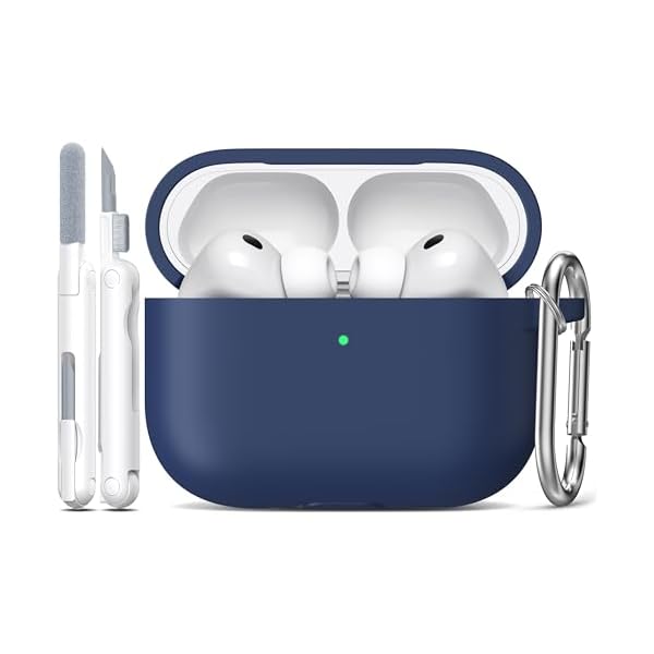 R-fun for AirPods Pro 3 Case (2025), Soft Silicone Protective Case Cover Compatible with Apple AirPods Pro 3rd Generation (USB-C Cable) for Women Men with Cleaning Kit and Keychain, Midnight Blue