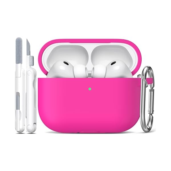 R-fun for AirPods Pro 3 Case (2025), Soft Silicone Protective Case Cover Compatible with Apple AirPods Pro 3rd Generation (USB-C Cable) for Women Men with Cleaning Kit and Keychain, Rose Pink