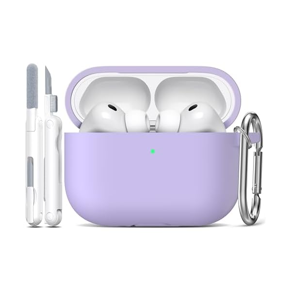 R-fun for AirPods Pro 3 Case (2025), Soft Silicone Protective Case Cover Compatible with Apple AirPods Pro 3rd Generation (USB-C Cable) for Women Men with Cleaning Kit and Keychain, Banana Violet