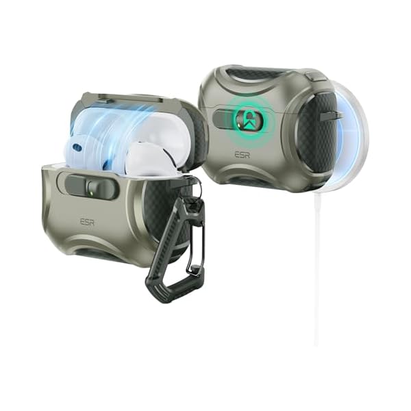 ESR for AirPods Pro 3 Case (2025), Compatible with Airpods Pro 3rd Generation Case (USB-C Cable), Effortless MagSafe, Drop-Proof Lock, Easy Open, Cyber Series, Green