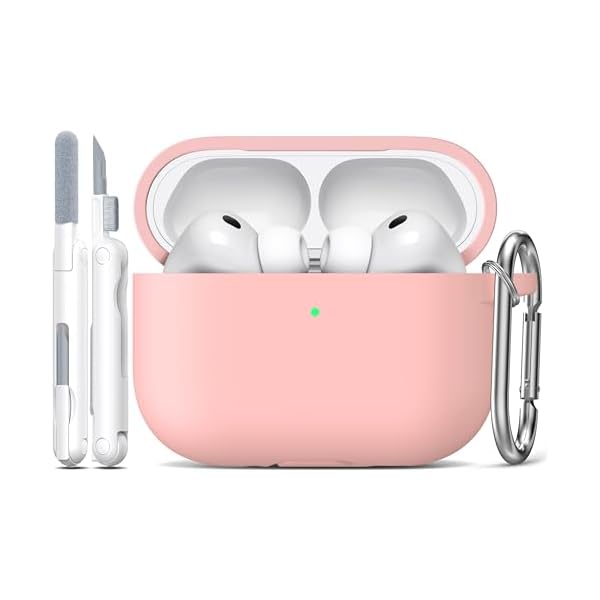 R-fun for AirPods Pro 3 Case (2025), Soft Silicone Protective Case Cover Compatible with Apple AirPods Pro 3rd Generation (USB-C Cable) for Women Men with Cleaning Kit and Keychain, Sand Pink