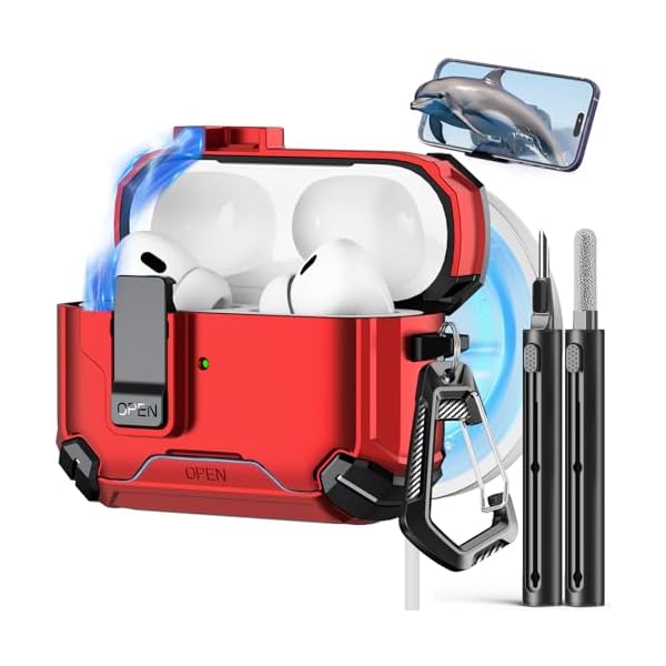 Compatible with AirPods Pro 2nd/1st Generation Case,Compatible with Magsafe,Magnetic Automatic Lock with Phone Stand & Cleaning Kit for iPod Pro Charging Case (USB-C/Lightning Cable)