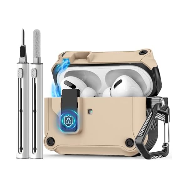 Compatible with AirPods Pro 2nd/1st Case,Magnetic Automatic Lock with Cleaning Kit,Compatible with Magsafe Cover -W-Brown