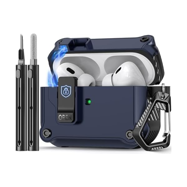 Compatible with AirPods Pro 2nd/1st Case,Magnetic Automatic Lock with Cleaning Kit,Compatible with Magsafe Cover -Blue