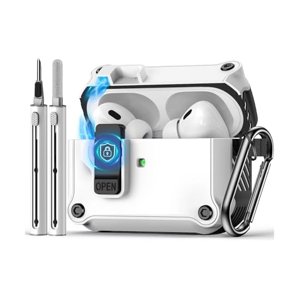 Compatible with AirPods Pro 2nd/1st Case,Magnetic Automatic Lock with Cleaning Kit,Compatible with Magsafe Cover -White