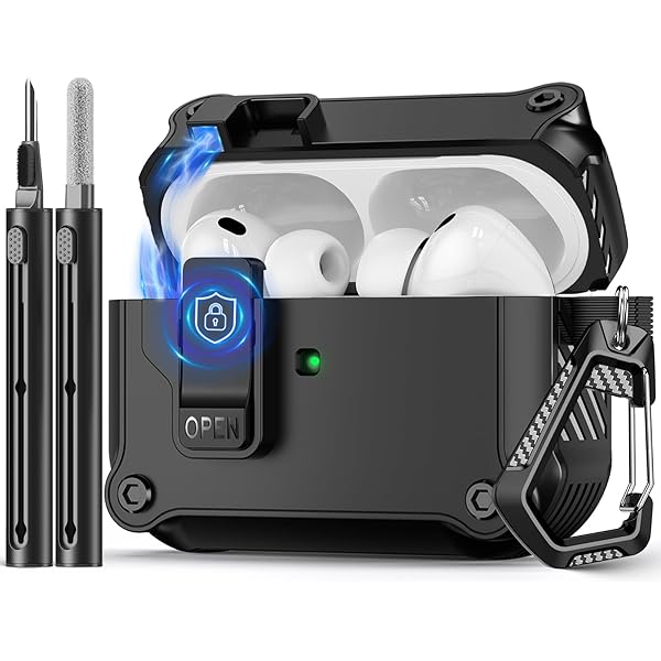 Compatible with AirPods Pro 3 Case,Magnetic Automatic Lock with Cleaning Kit,Compatible with Magsafe Cover-Black