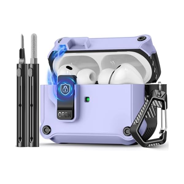 Compatible with AirPods Pro 3 Case,Magnetic Automatic Lock with Cleaning Kit,Compatible with Magsafe Cover-Purple