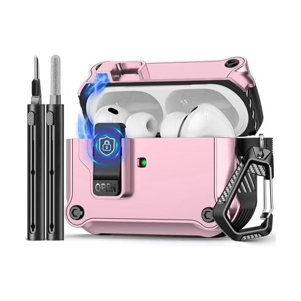 Compatible with AirPods Pro 3 Case,Magnetic Automatic Lock with Cleaning Kit,Compatible with Magsafe Cover-Pink