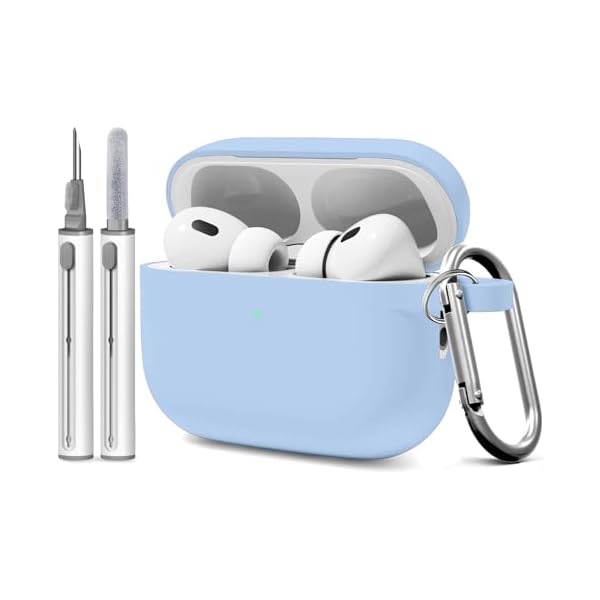 for AirPods Pro 3 Case (2025) with Cleaner Kit, Compatible with Airpods Pro 3rd Generation Case (USB-C Cable) with Keychain for Women and Men,Sky Blue