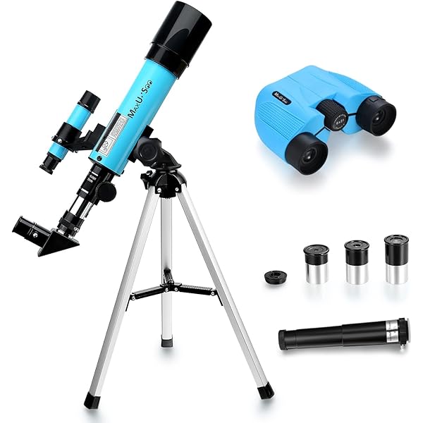 Lunar Telescope for Kids and Astronomy Beginners, Refractor Telescope with Finder Scope and 3 Eyepieces, Travel Telescope with Compact HD Binoculars for Moon Viewing Bird Watching Sightseeing