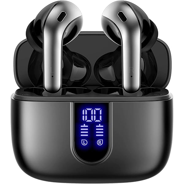 TAGRY Bluetooth Headphones True Wireless Earbuds 60H Playback LED Power Display Earphones with Wireless Charging Case IPX5 Waterproof in-Ear Ear buds with Mic for TV Smart Phone Laptop Computer Sports